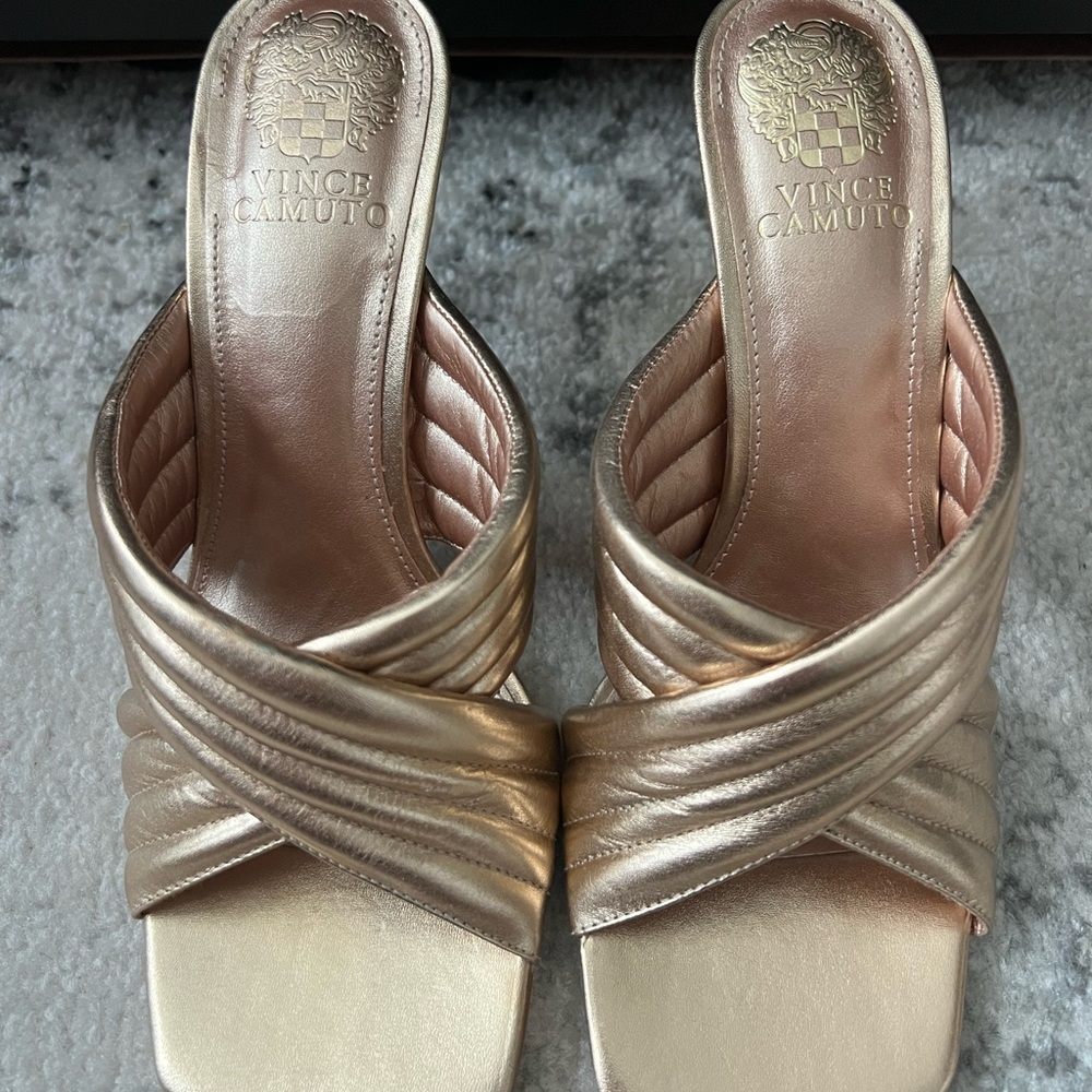 Vince Camuto Sarendie Gold Leather Heel